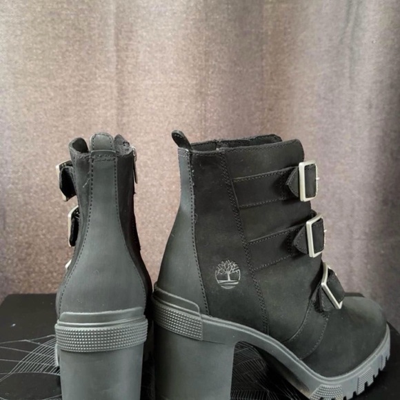 Timberland Women's Black Triple Buckle Heeled Boots - Picture 3 of 5